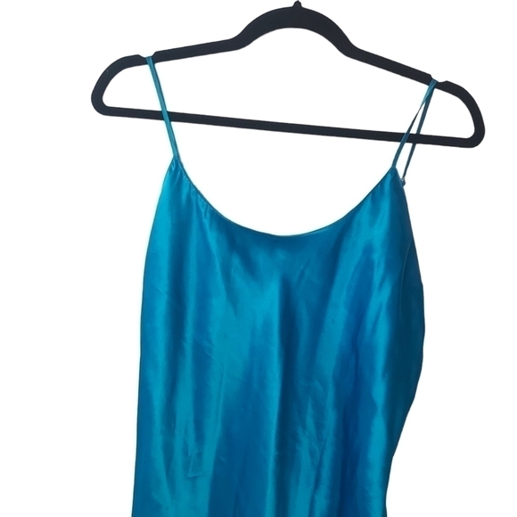 Turquoise Ocean Blue Satin Slip Dress - Picture 3 of 5